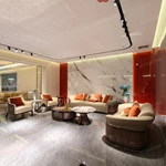 Curved Luxury Sofa Set with Diamond Quilted Craftsmanship, High-Gloss Natural Burl Wood Veneer & Gold Stainless Steel Accents